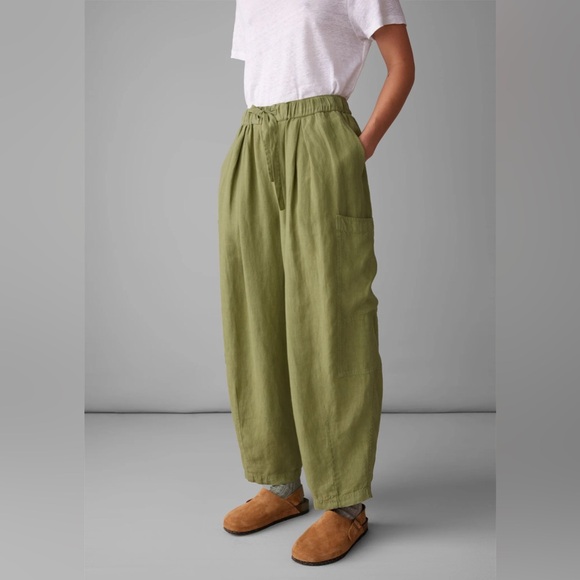 SOLD - Toast Side Pocket Garment Dyed Linen Trouser in Burnt Orange Brown - Picture 3 of 11